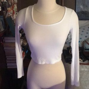 White ASOS square neck long sleeve ribbed tee sz 0